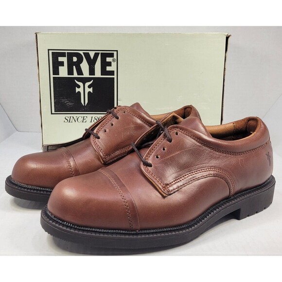 Frye Perth Brown Distressed Leather Oxford Dress Shoes Men's 7.5 84425 NOS W Box - Picture 1 of 14